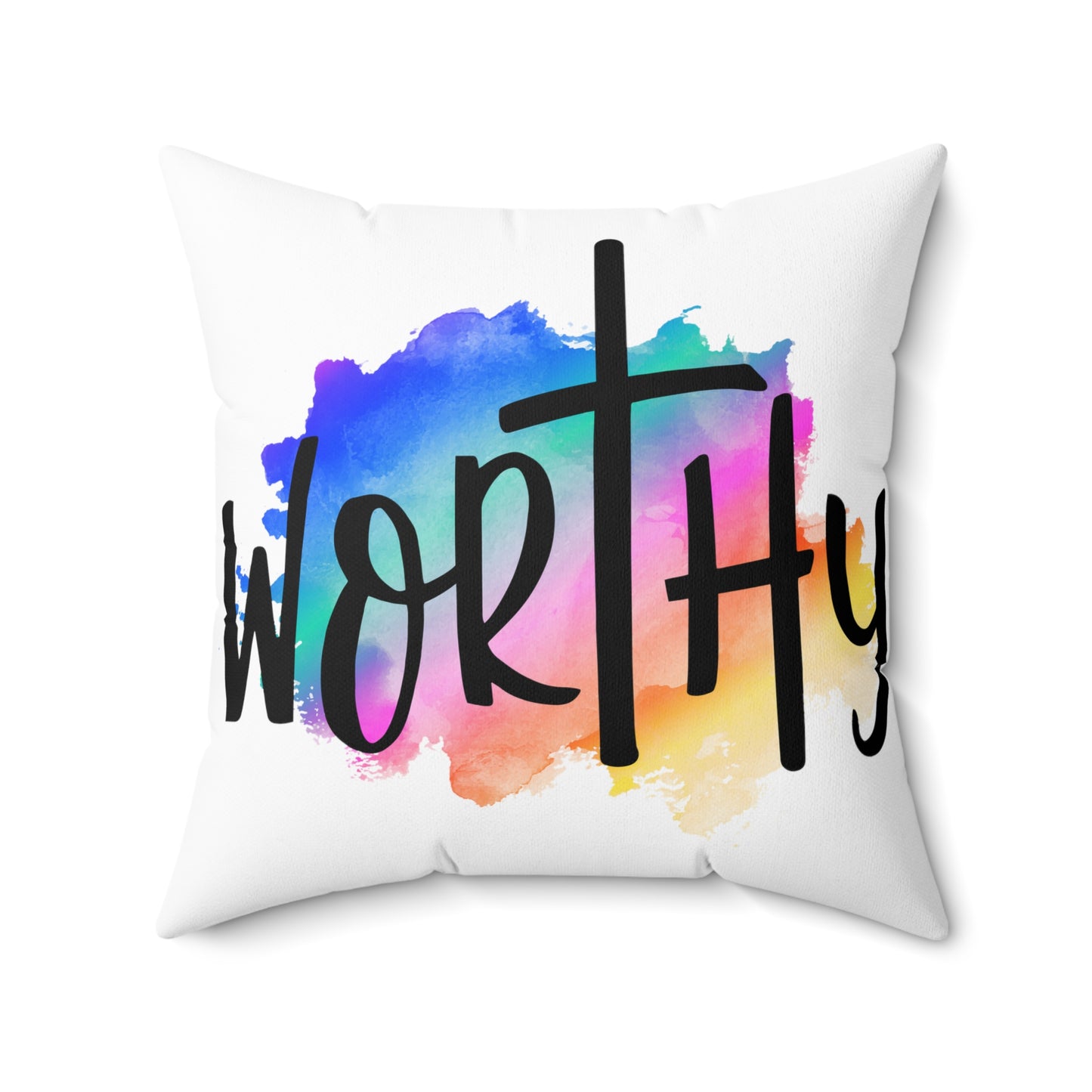 WORTHY, JOHN 3:16 - Blessed Polyester Square Pillow