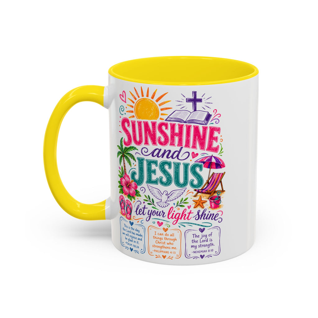 Sunshine and Jesus Coffee Mug — Faith-Inspired Beach Vibe Accent Mug (11/15oz)