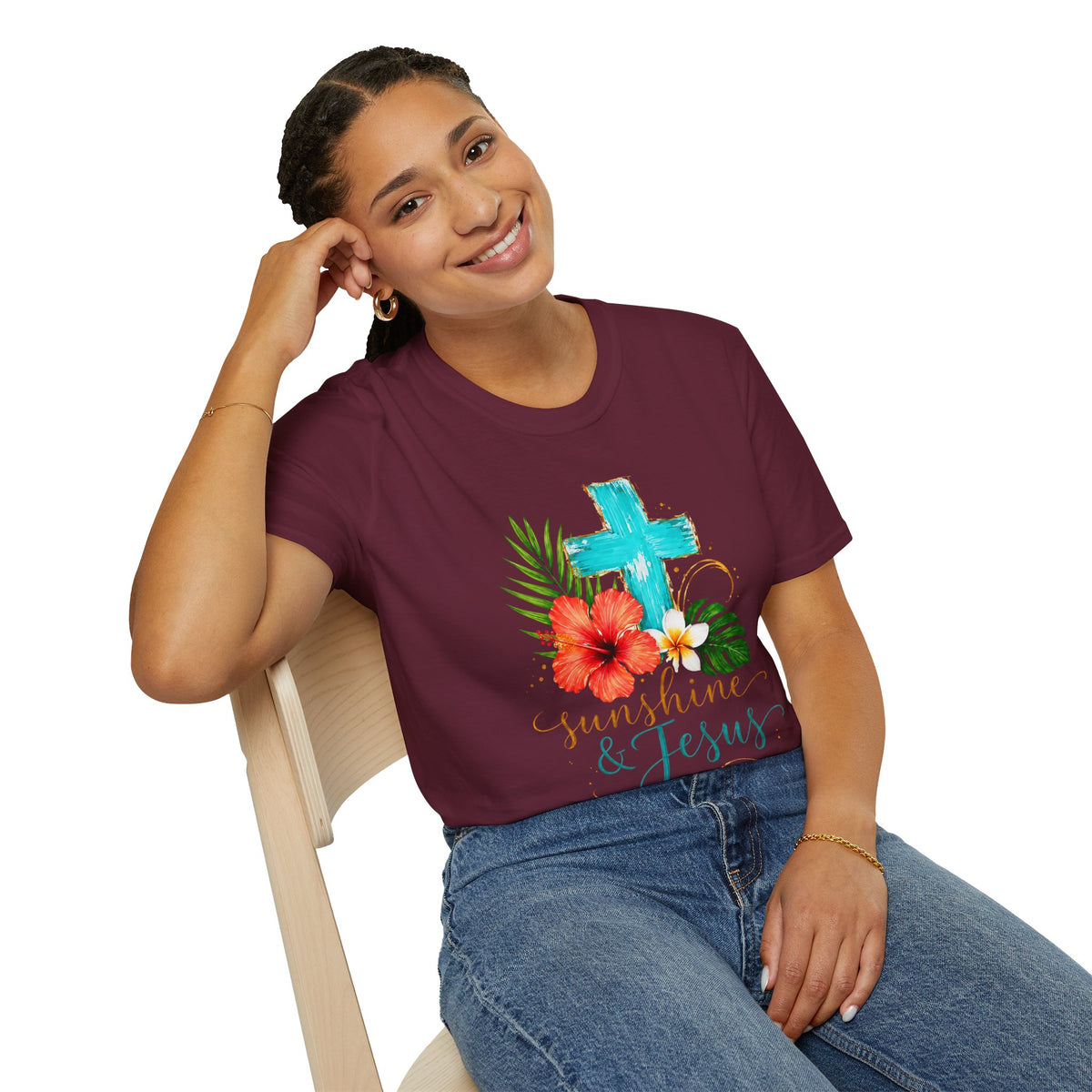 Sunshine & Jesus T-Shirt — Tropical Cross Christian Tee