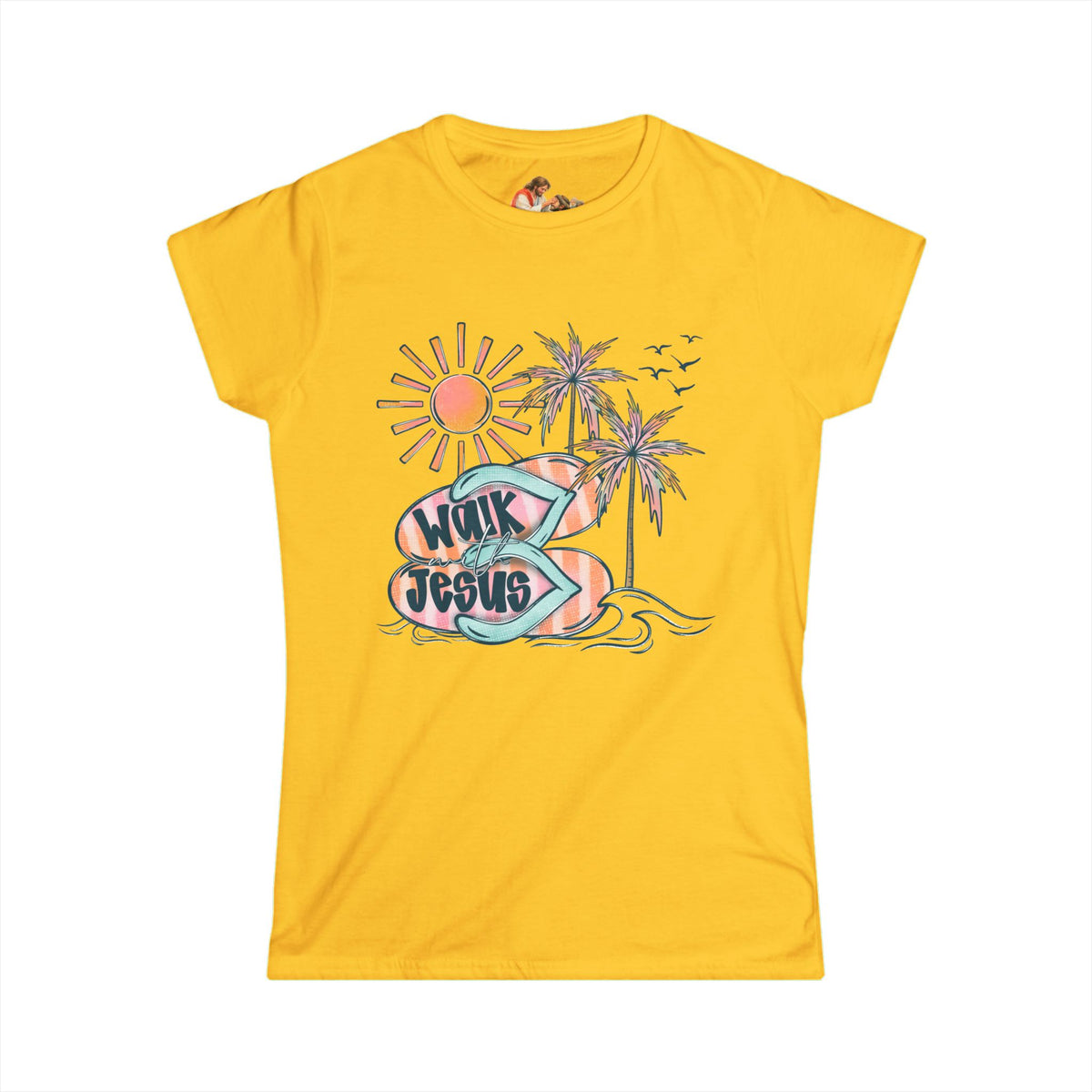 Walk By Faith surf design Tee | Palm Trees, Sun, Beach Vibes
