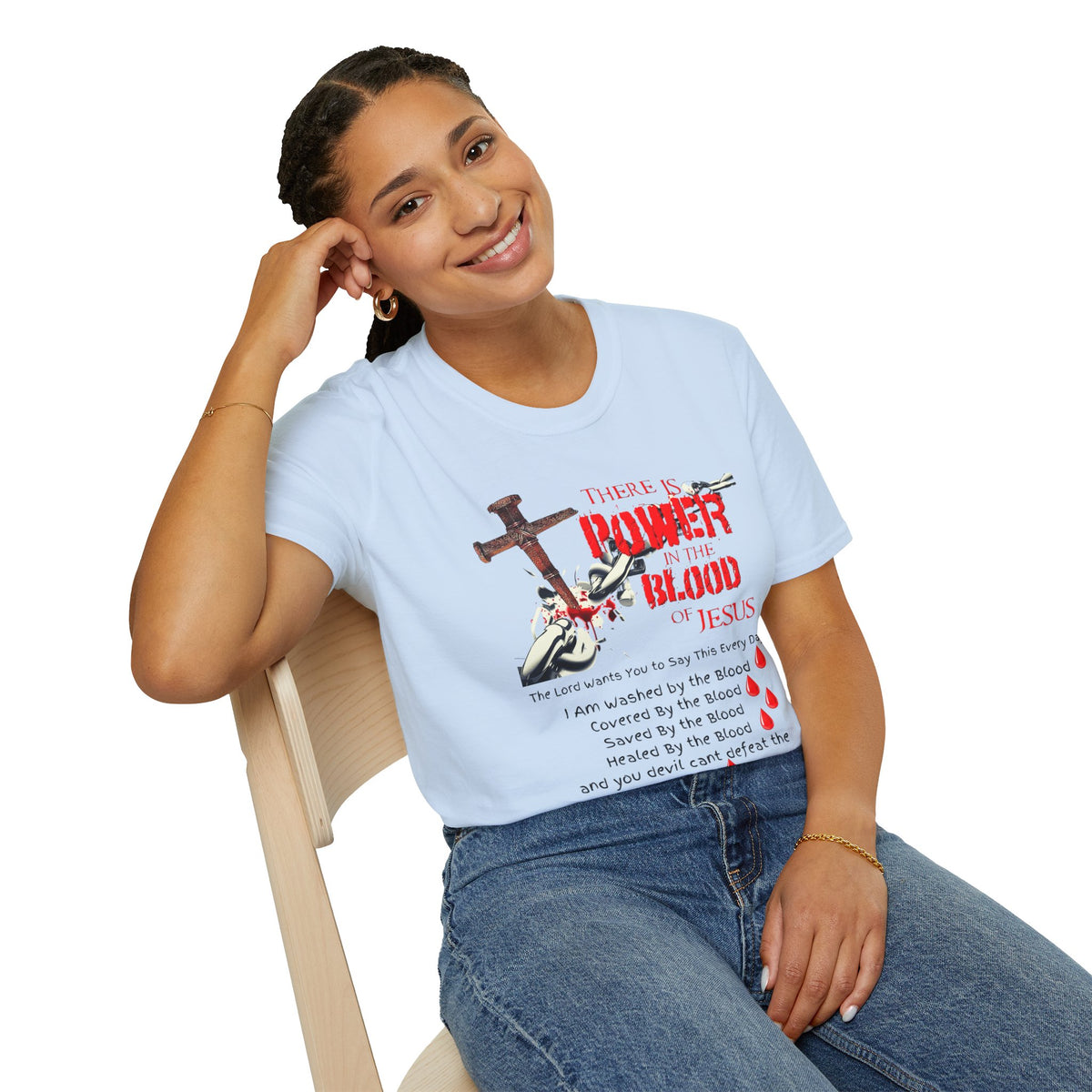 Jesus Blood Cross T-Shirt — "There Is Power In The Blood of Jesus" Christian Tee