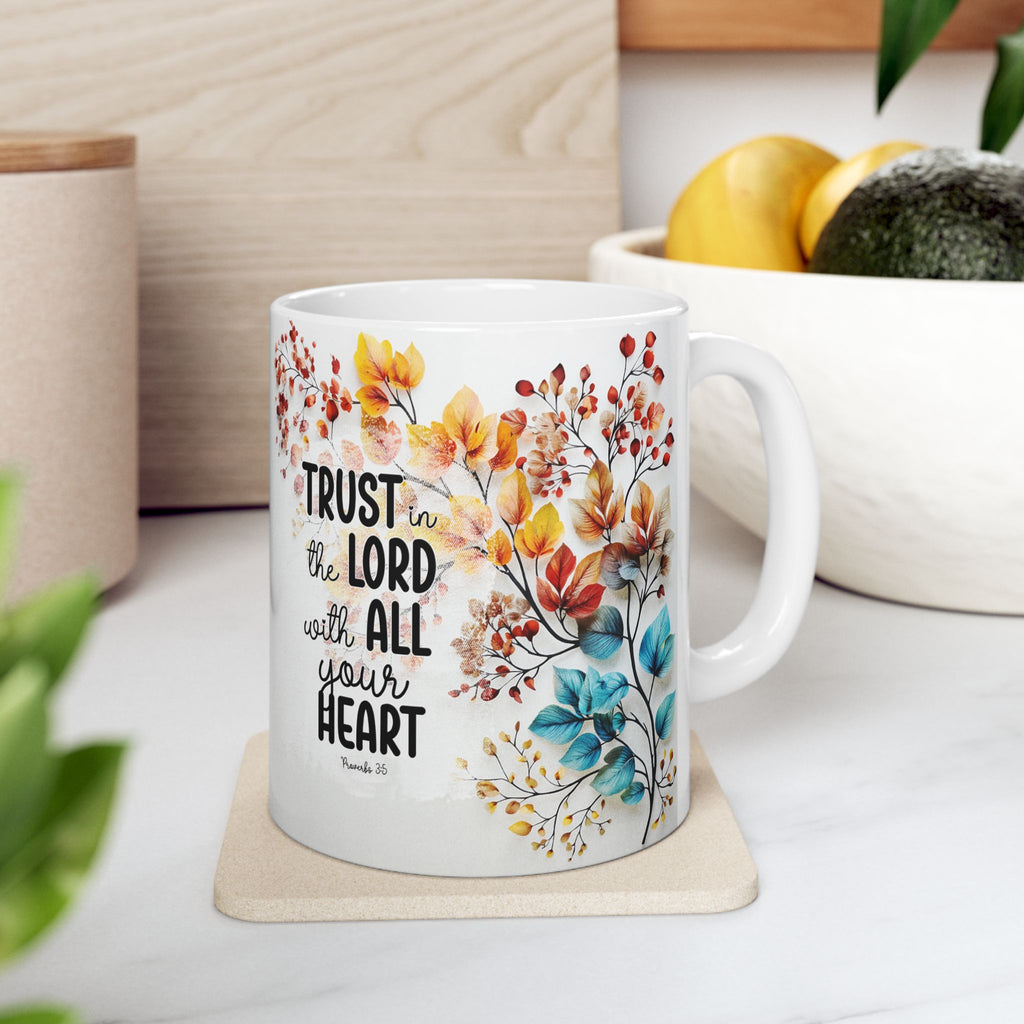 Trust in the Lord Scripture Mug | Floral Faith Coffee Cup