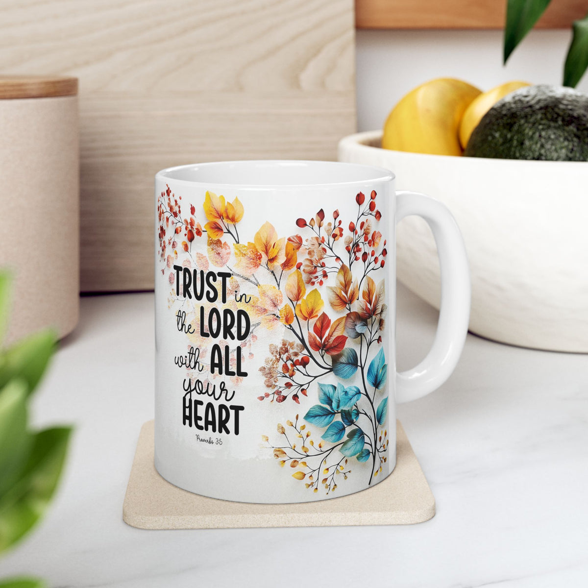 Trust in the Lord Scripture Mug | Floral Faith Coffee Cup