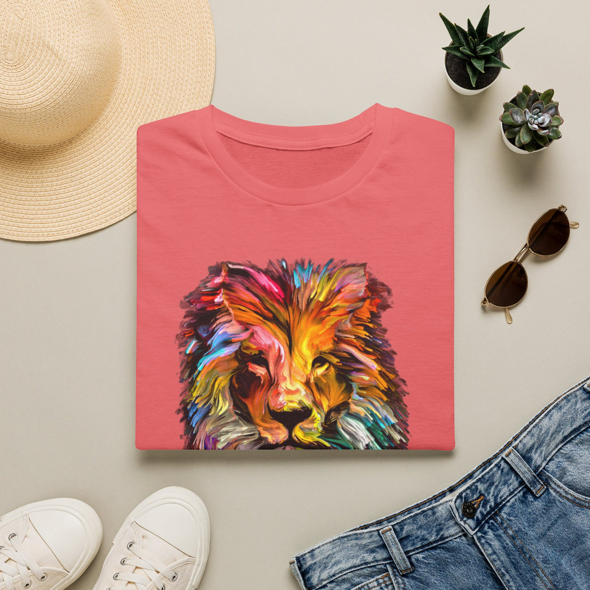 Lion of Judah Colorful Lion T-Shirt — "The Lion of Judah / Aryeh Yehudah" Graphic Tee