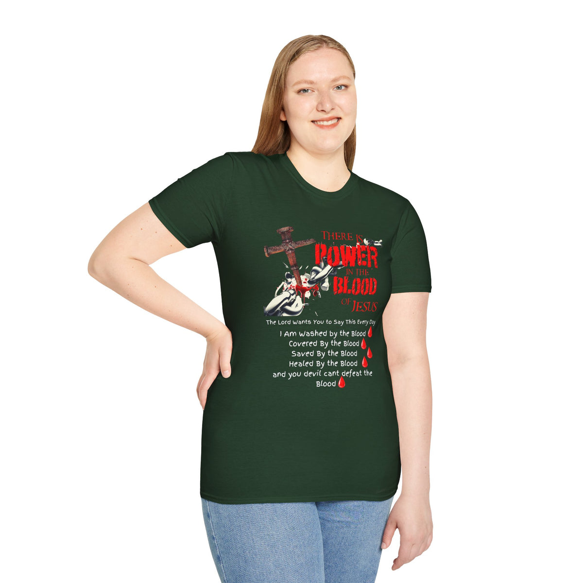 There's Power in the Blood of Jesus T-Shirt — Christian Cross Faith Shirt (Washed by the Blood)