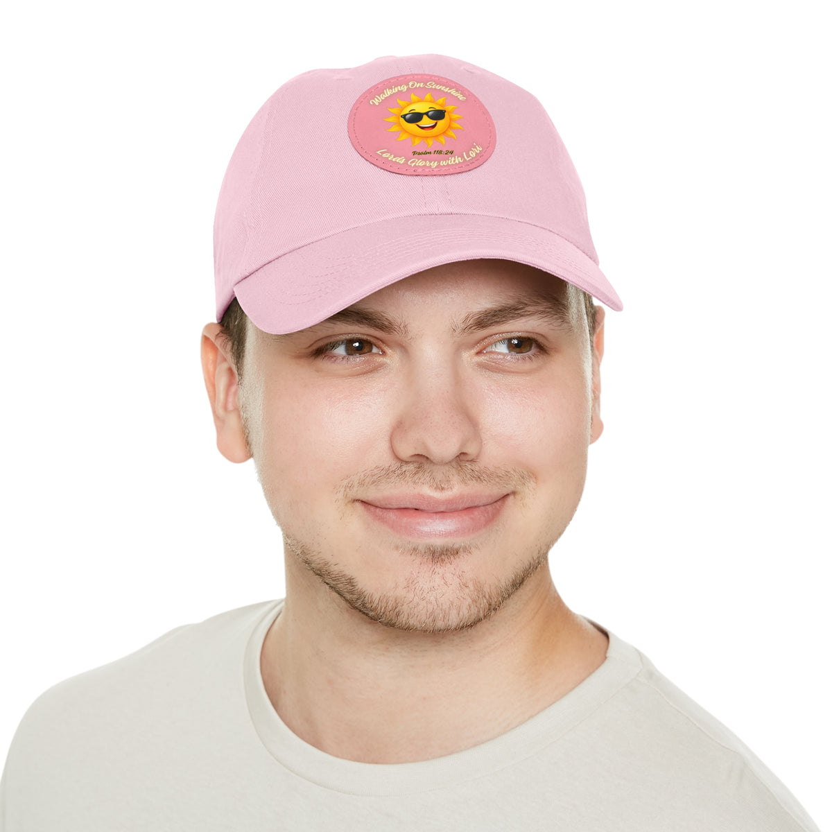 Sunshine Smiles Dad Hat — Round Leather Patch ‘Always Brighter’