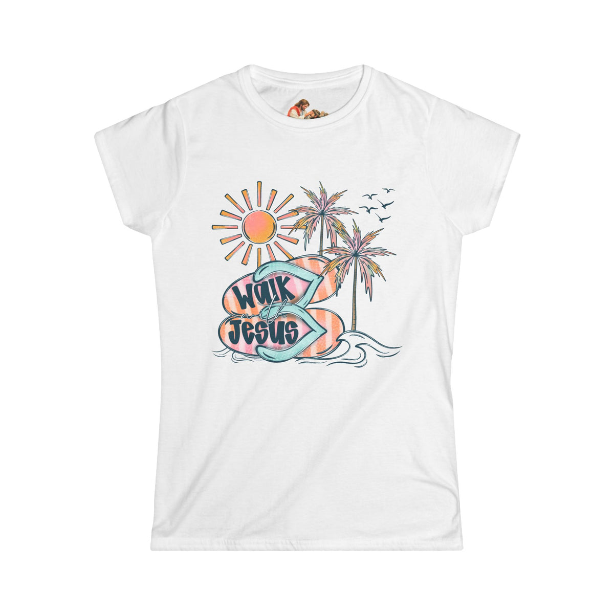 Walk By Faith surf design Tee | Palm Trees, Sun, Beach Vibes