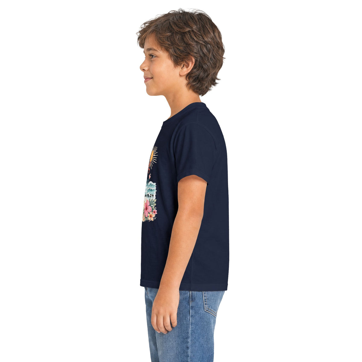 Kids Tee — "Walking in Sunshine" Floral Palm Beach Christian T‑Shirt (Psalm 118:24)