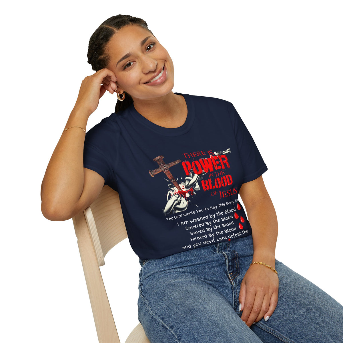 There's Power in the Blood of Jesus T-Shirt — Christian Cross Faith Shirt (Washed by the Blood)