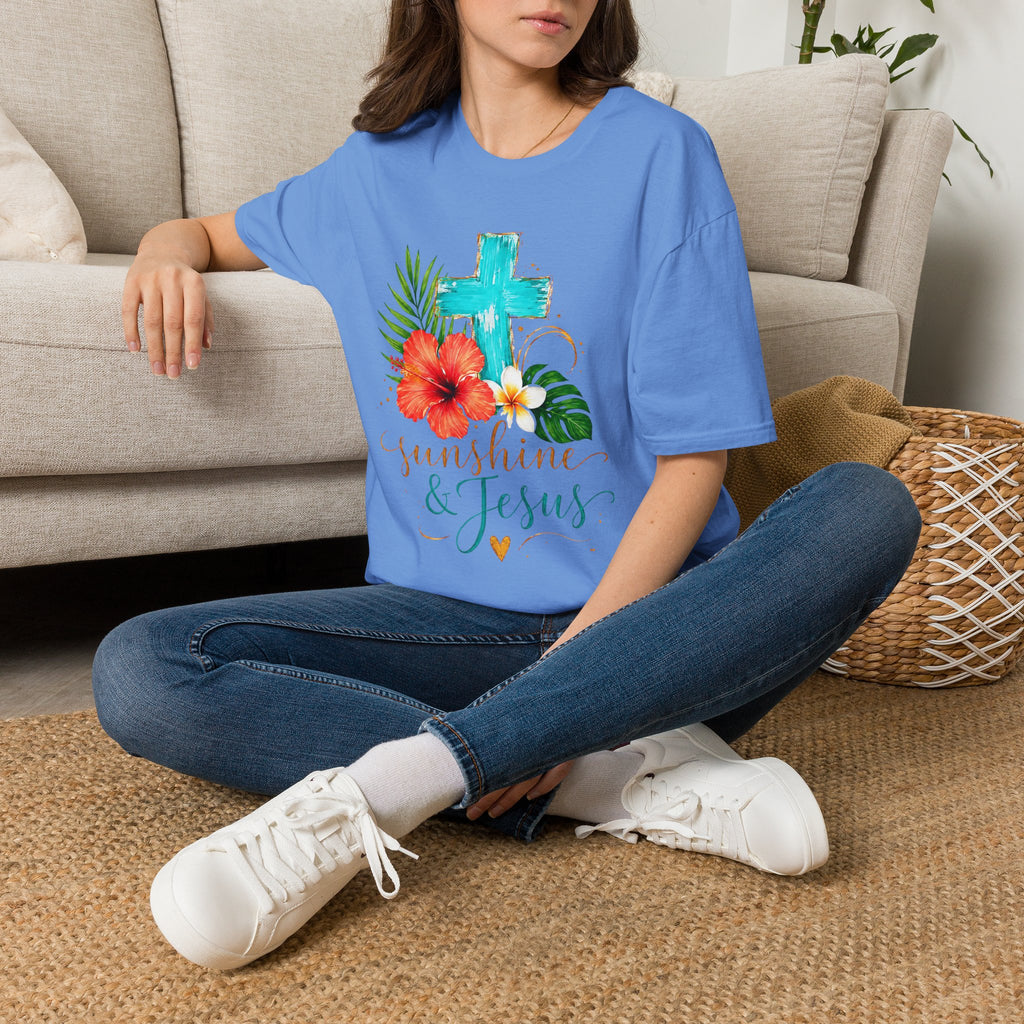 Sunshine & Jesus T-Shirt — Tropical Cross Christian Tee
