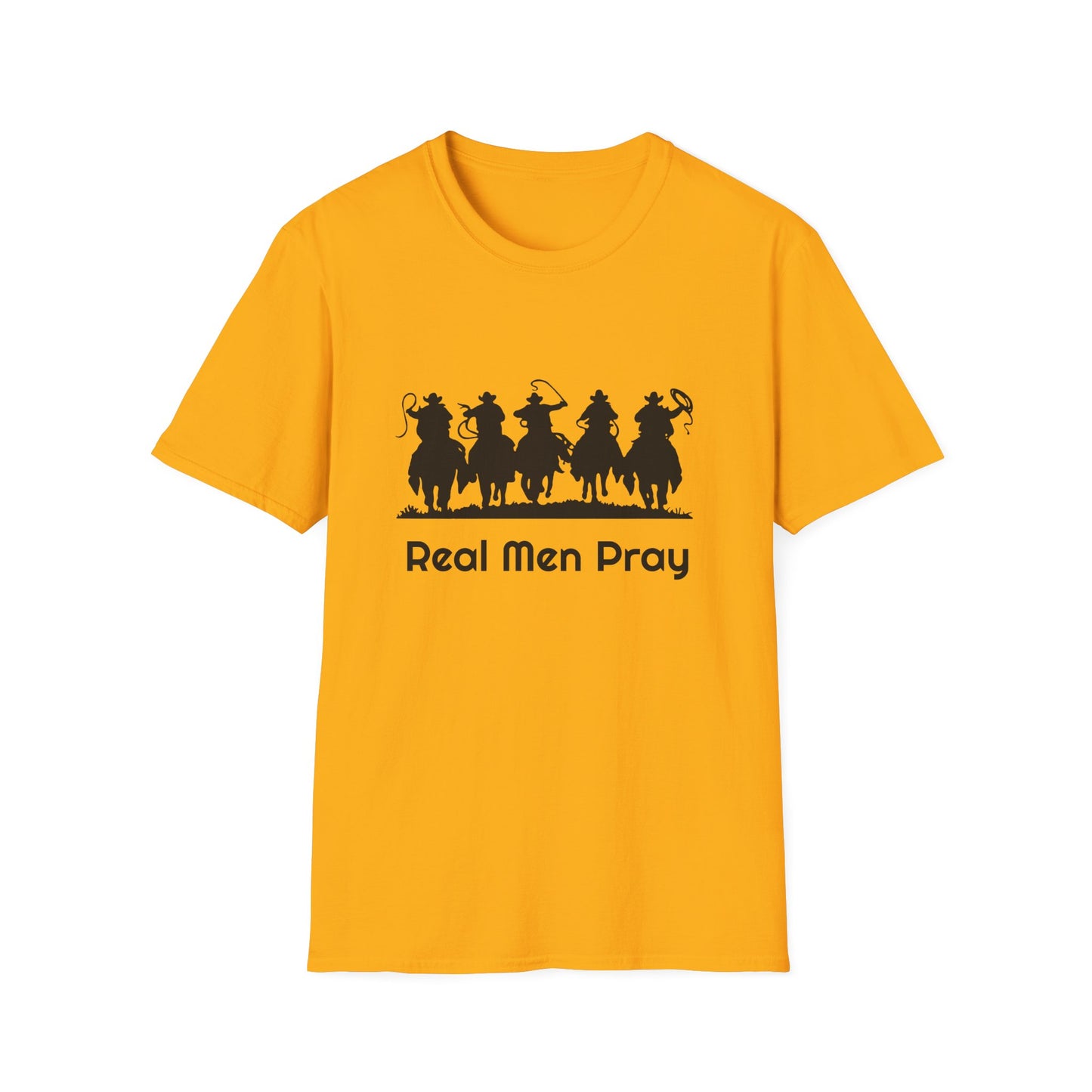 Real Men Pray - Cowboys - Unisex Softstyle T-Shirt