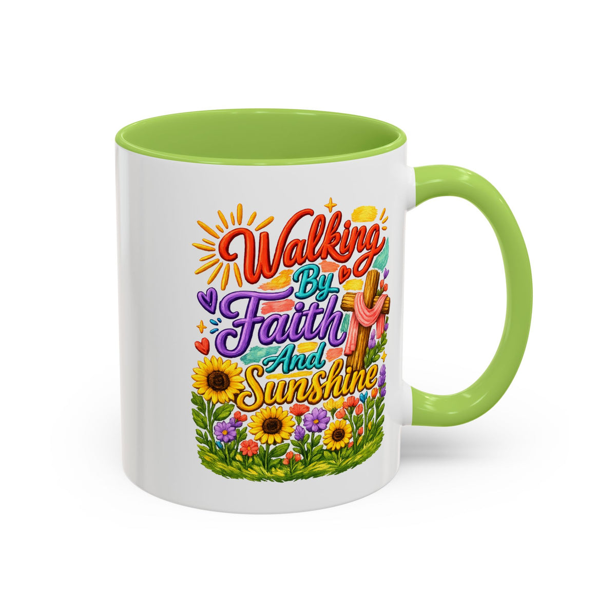 Walking by Faith and Sunshine Inspirational Coffee Mug