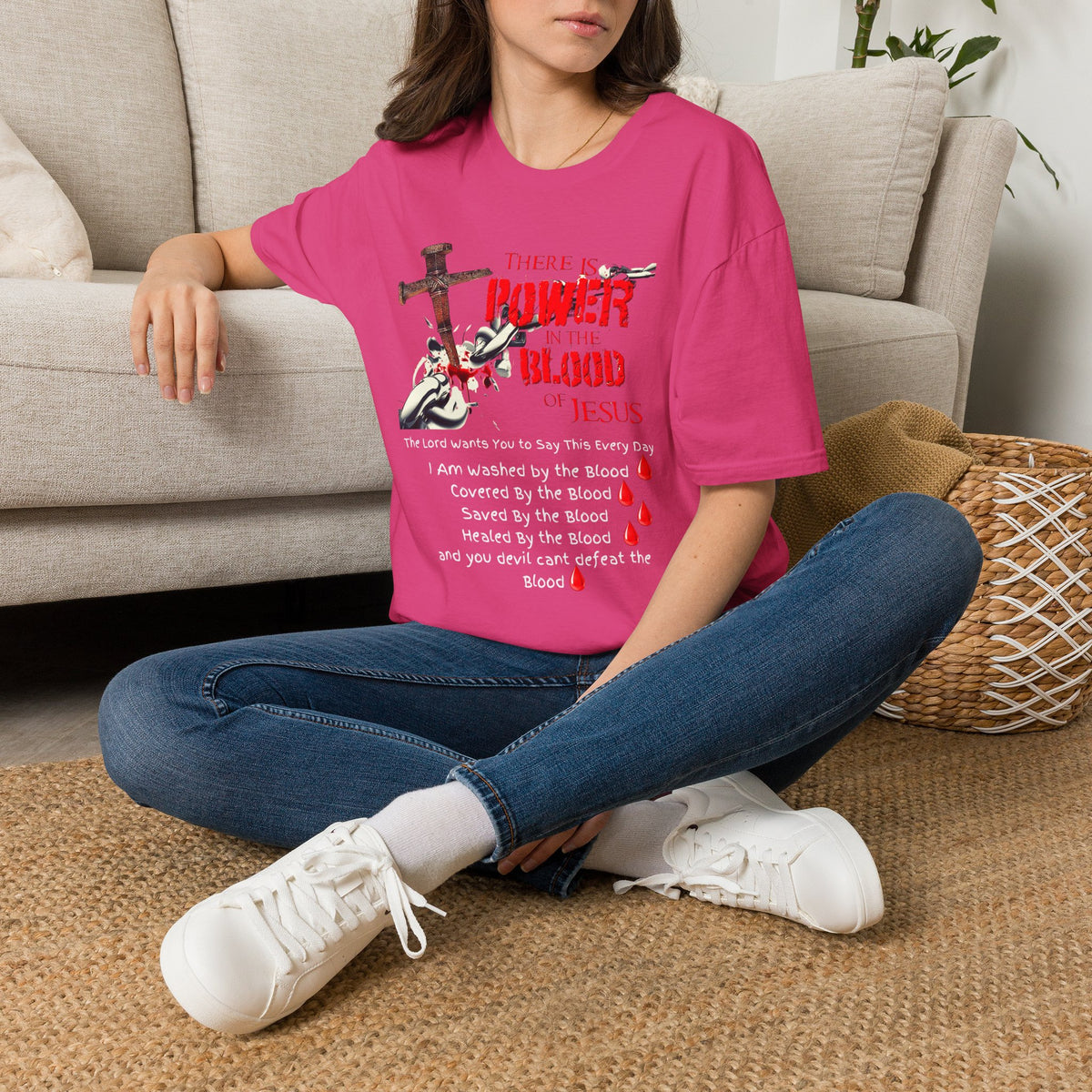 There's Power in the Blood of Jesus T-Shirt — Christian Cross Faith Shirt (Washed by the Blood)
