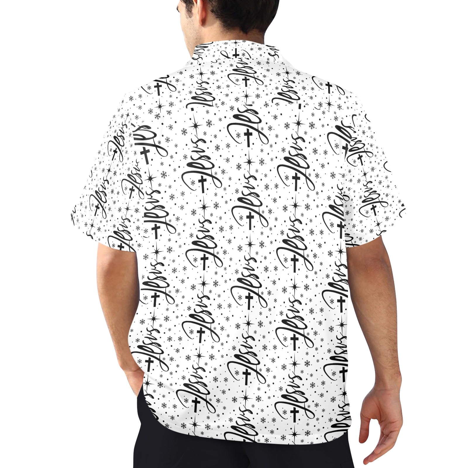 Men's All Over Print Jesus Christmas Dress Shirt Made In USA