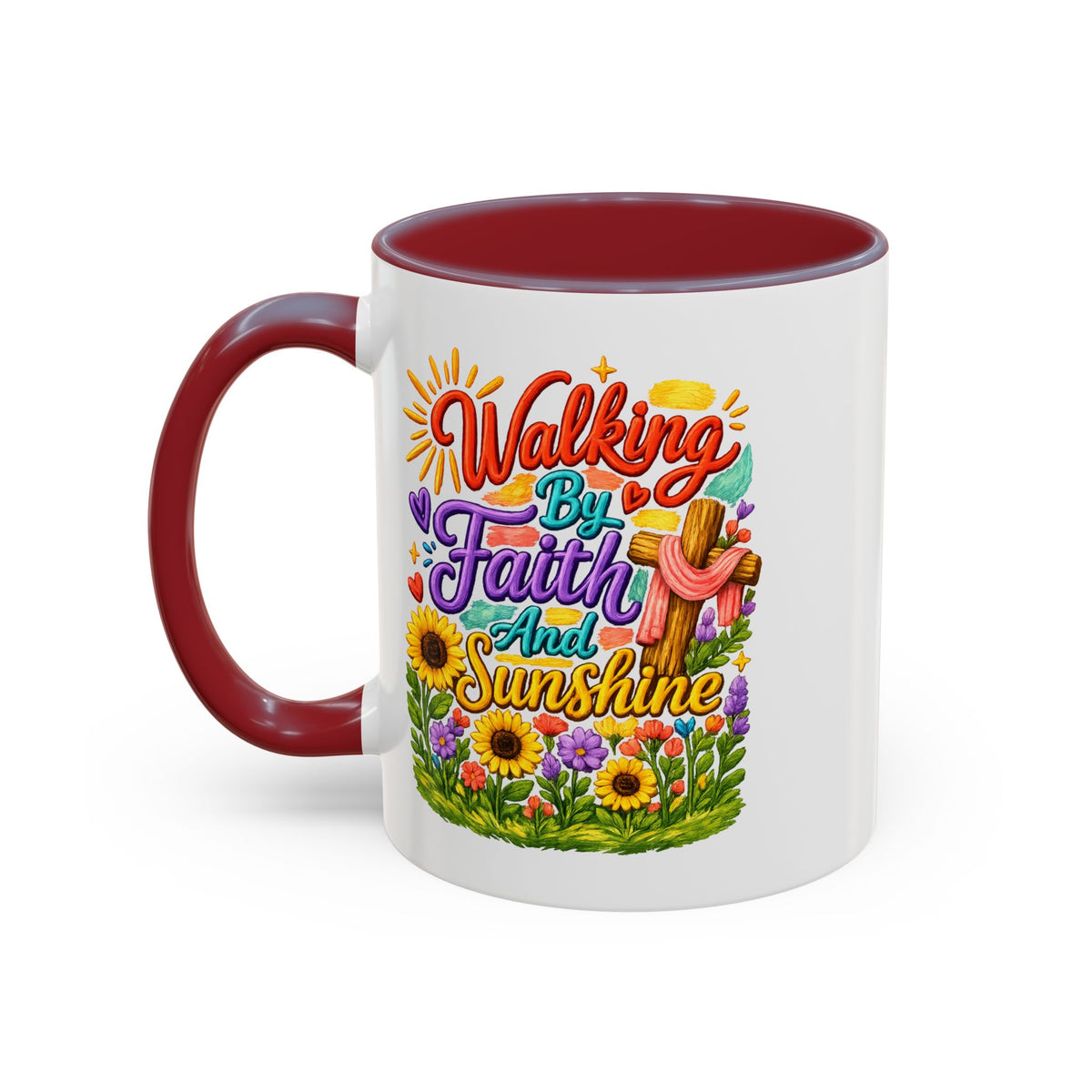 Walking by Faith and Sunshine Inspirational Coffee Mug