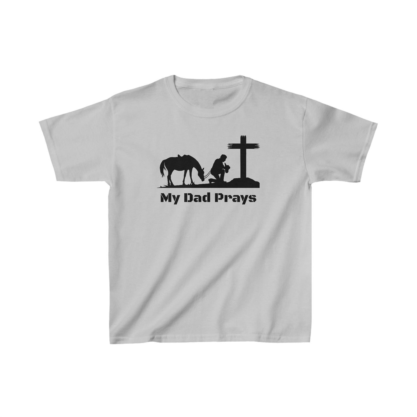 My Dad Prays Cowboy Kids Heavy Cotton Tee