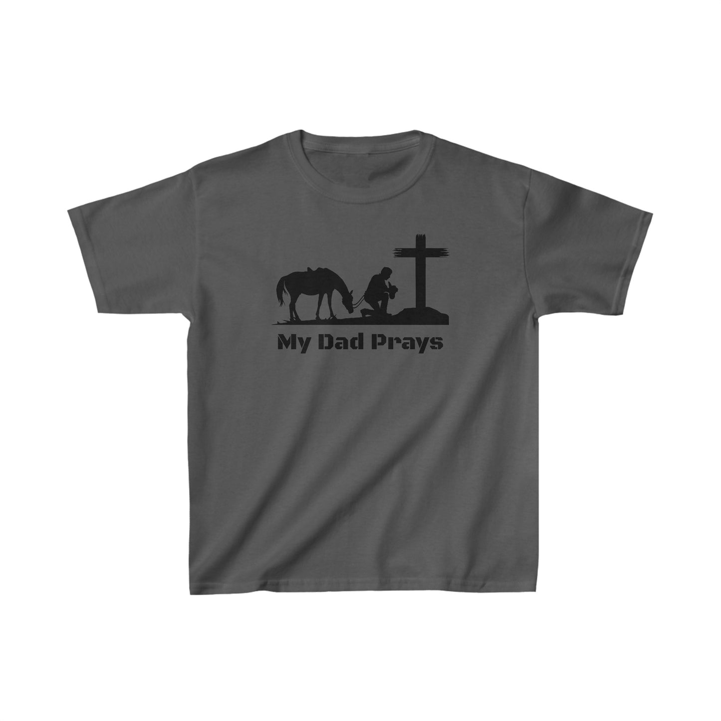 My Dad Prays Cowboy Kids Heavy Cotton Tee