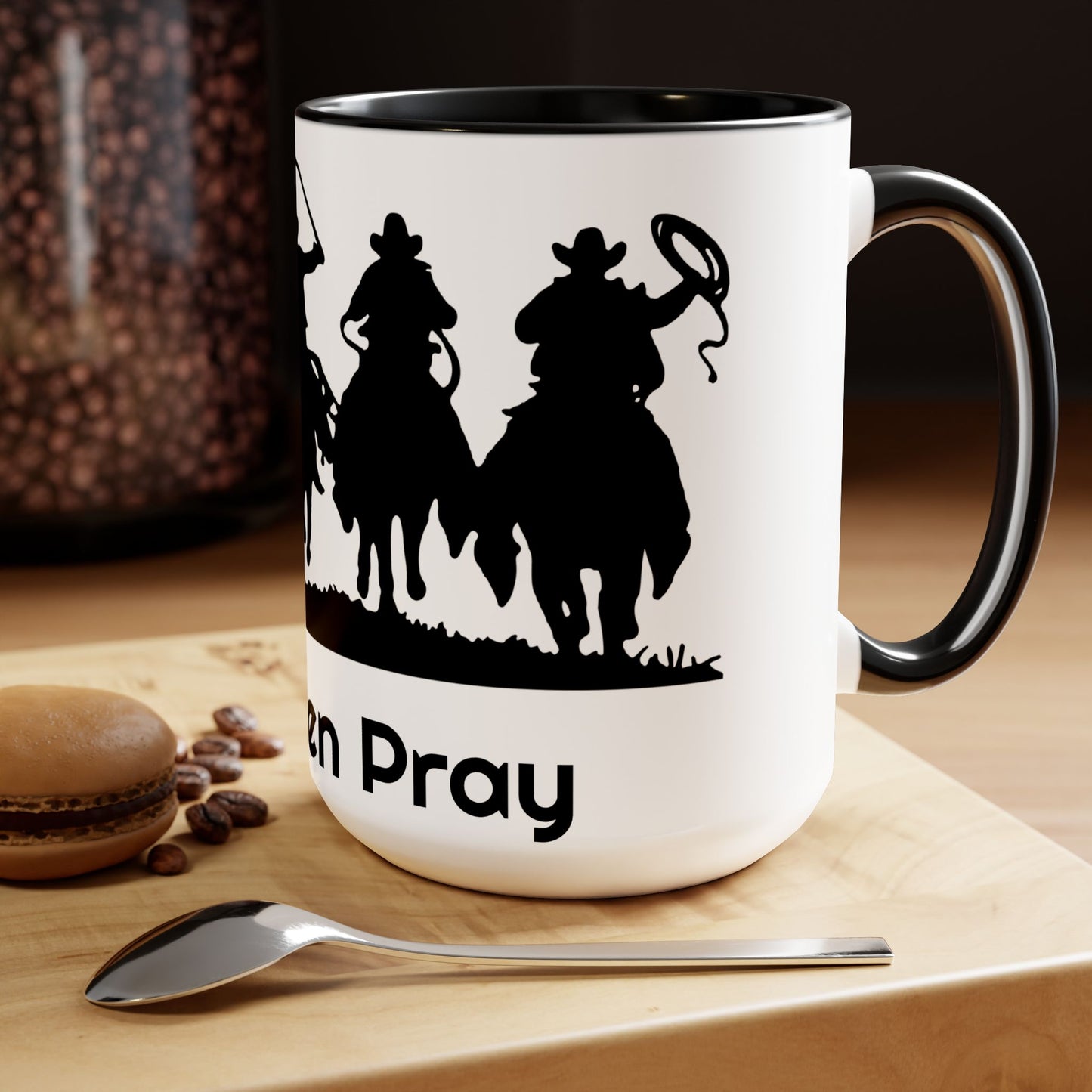 Real Men Pray - Two-Tone Coffee Mugs, Cowboys 15oz