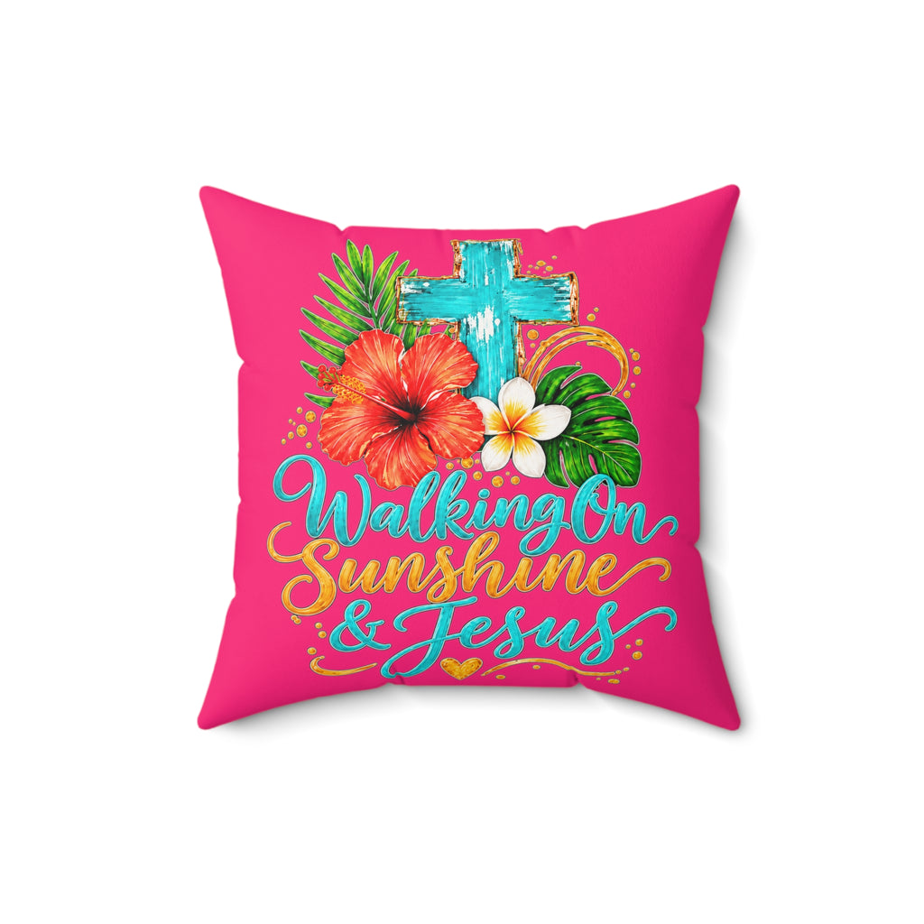 Walking on Sunshine Faux Suede Square Pillow