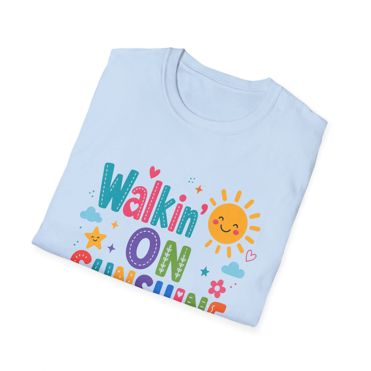 T-Shirt — "Walkin' on Sunshine" Bright Retro Sun Graphic Tee ‭‭Psalms‬ ‭118‬:‭24‬ ‭