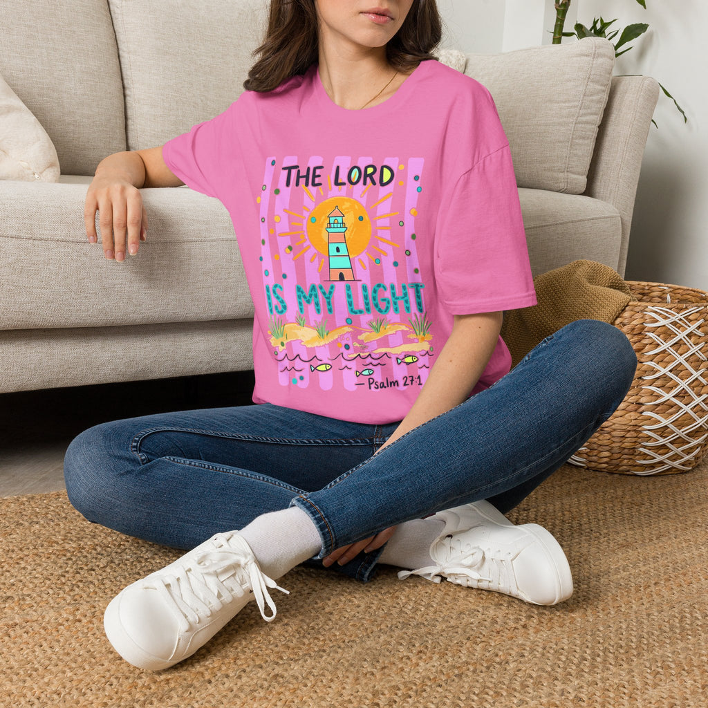 The Lord Is My Light Lighthouse Christian T-Shirt — Psalm 27:1  Inspirational Tee