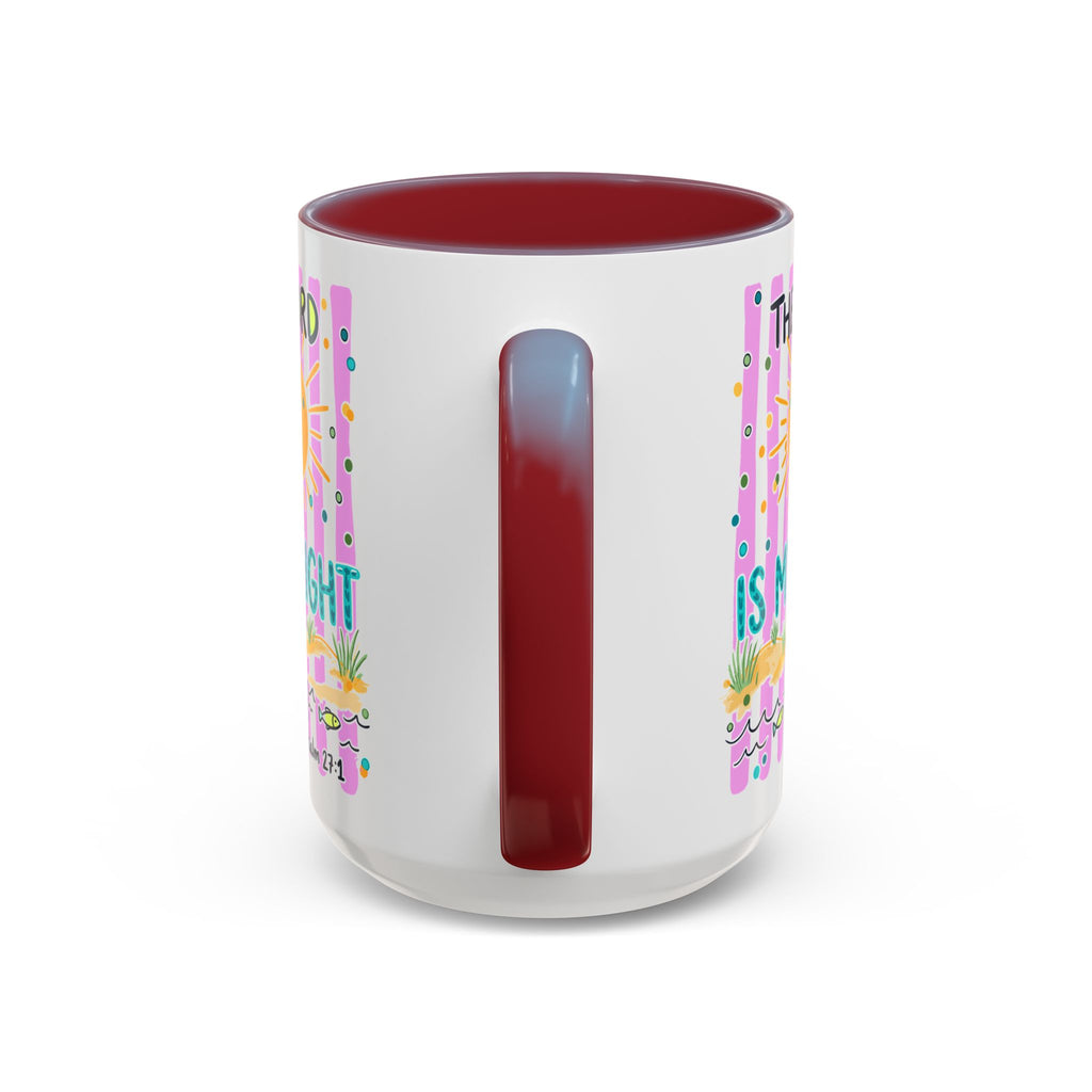 Christian Coffee Mug - "The Lord Is My Light" Lighthouse Psalm 27:1 Accent Mug