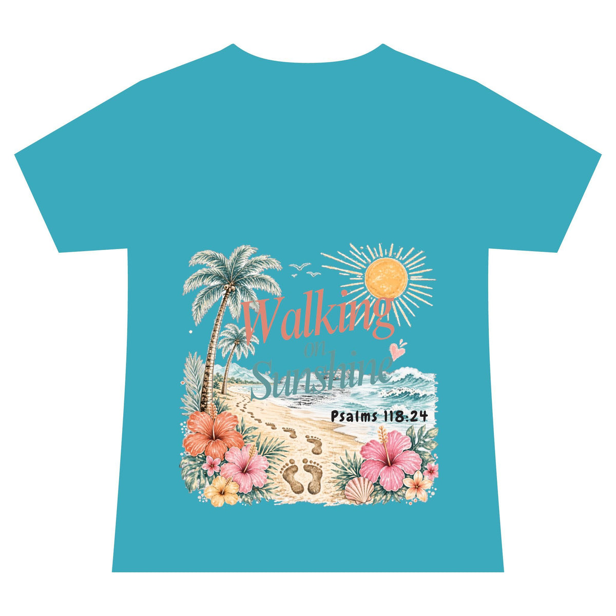 Beach Faith V-Neck Tee — "Walk on Sunshine" Psalms 118:24 Tropical Shirt