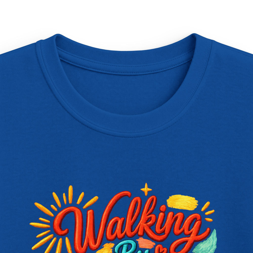 Kids T‑Shirt – "Walking by Faith and Sunshine" Colorful Floral Tee