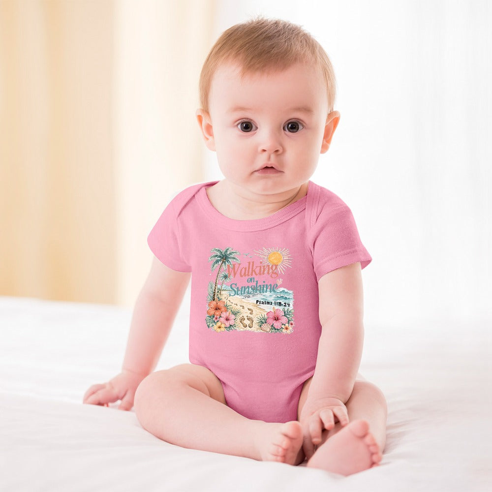 Walking on Sunshine Pink Short -Sleeve Baby's Bodysuit