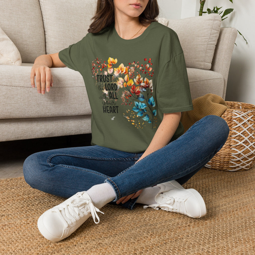 Trust the Lord with All Your Heart T-Shirt | Floral Scripture Design