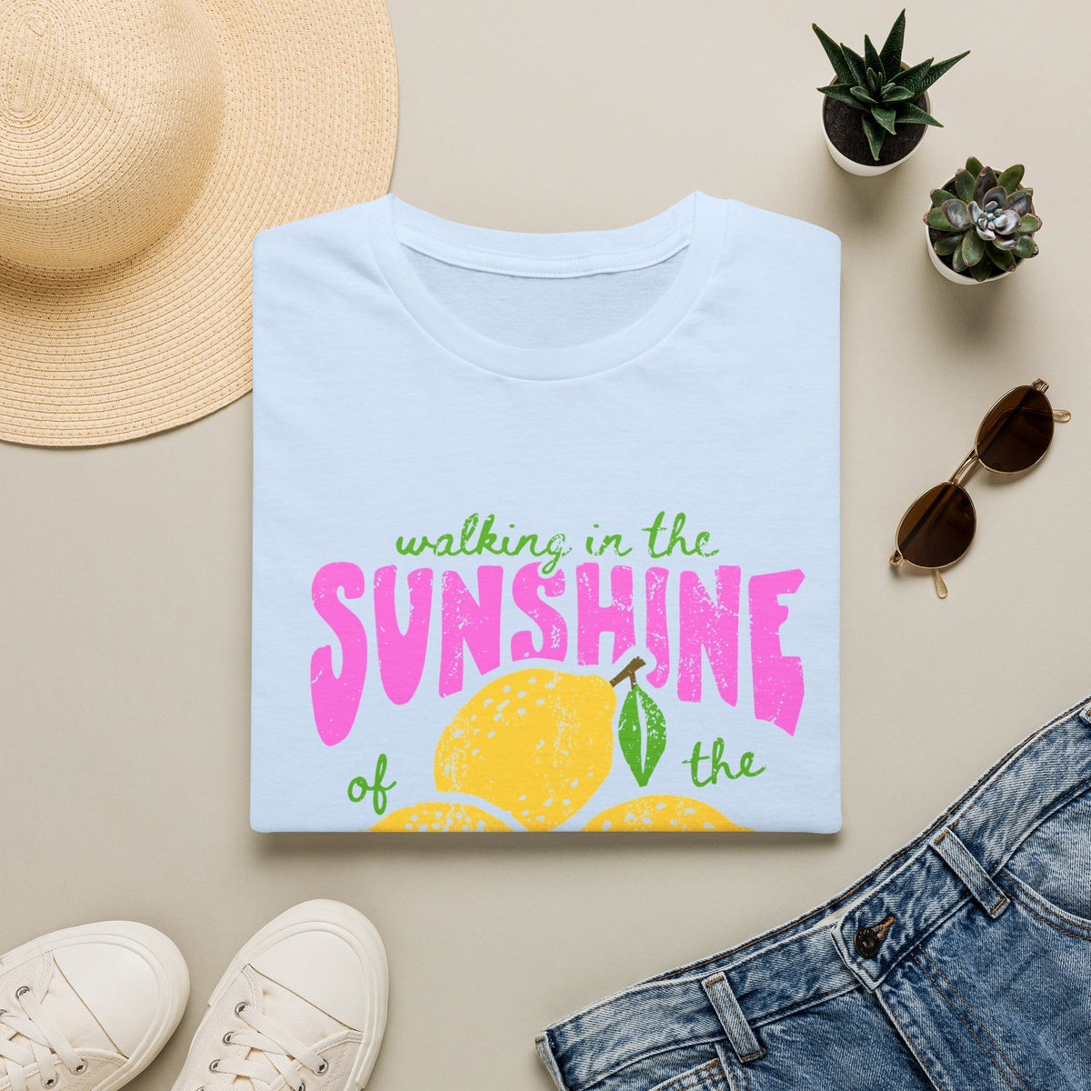 Walking on the Sunshine of the Lord T‑Shirt — Bright Lemon Faith Tee