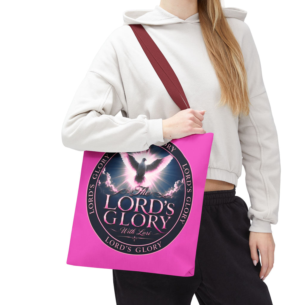 Religious Tote Bag - "The Lord's Glory with Lori" Pink All-Over-Print Christian Tote
