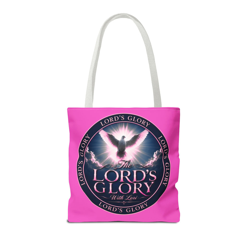 Religious Tote Bag - "The Lord's Glory with Lori" Pink All-Over-Print Christian Tote