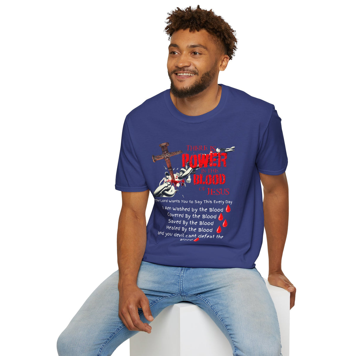 There's Power in the Blood of Jesus T-Shirt — Christian Cross Faith Shirt (Washed by the Blood)