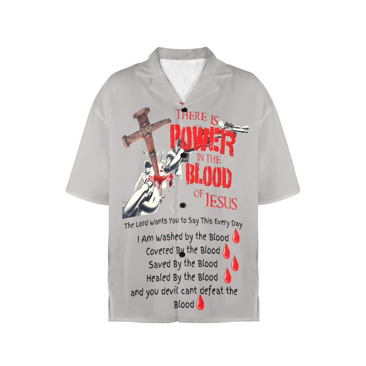 There is Power in the Blood of Jesus Women's All Over Print Hawaiian Shirt （Made in USA Ships to USA Only）