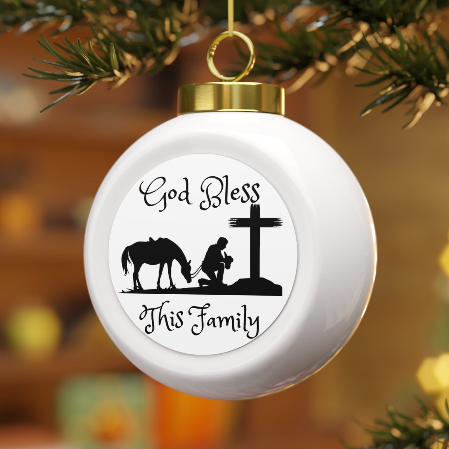 GOD Bless This Family - Christmas Ball Ornament