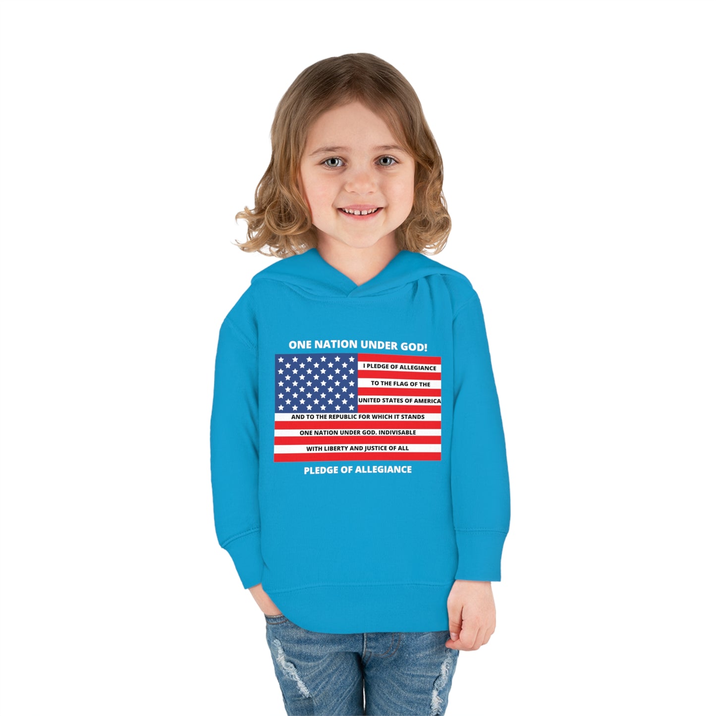 One Nation Under GOD Pledge of Allegiance Toddler Pullover Fleece Hoodie