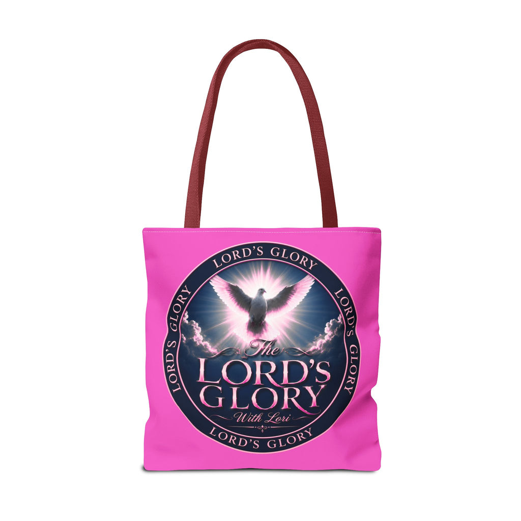 Religious Tote Bag - "The Lord's Glory with Lori" Pink All-Over-Print Christian Tote