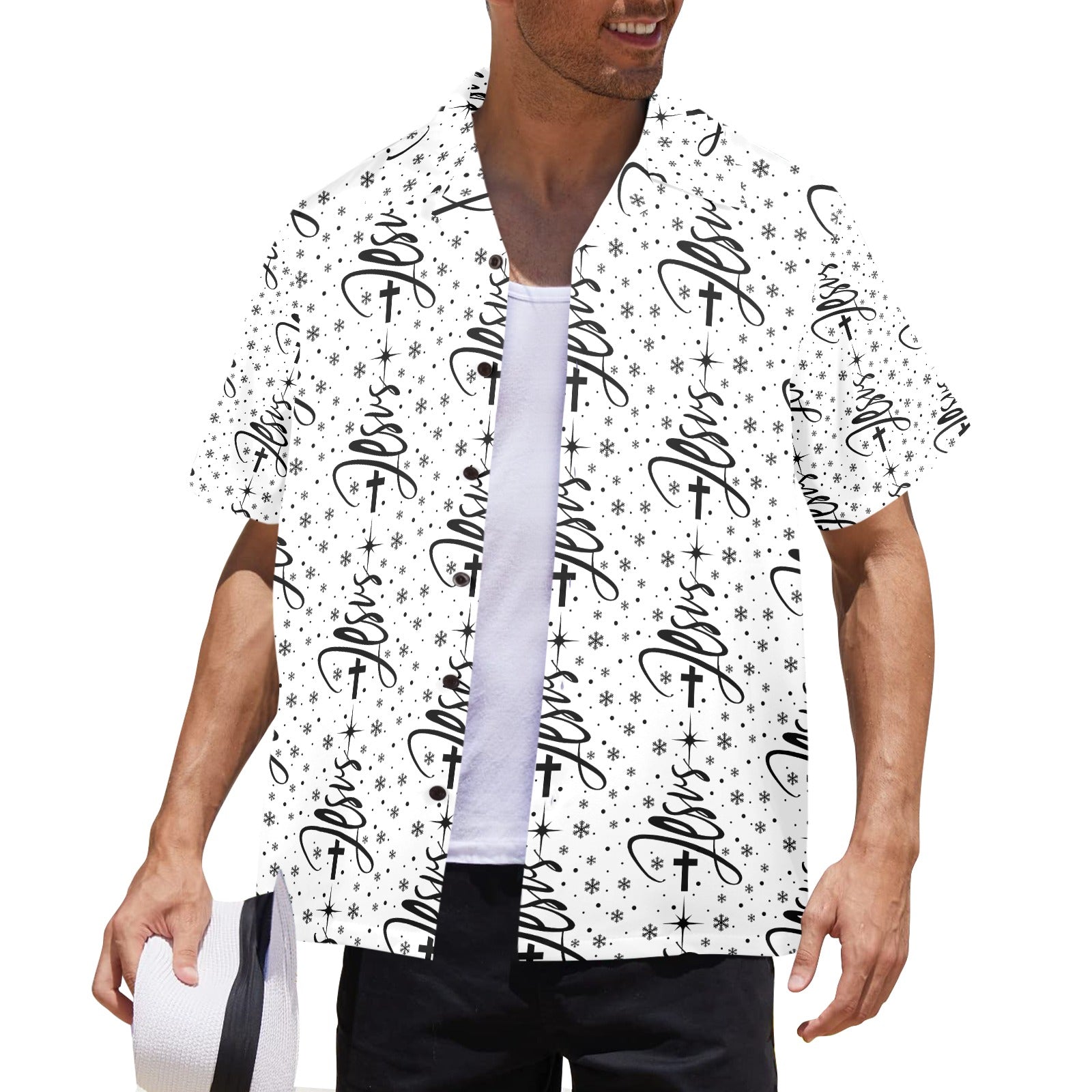 Men's All Over Print Jesus Christmas Dress Shirt Made In USA
