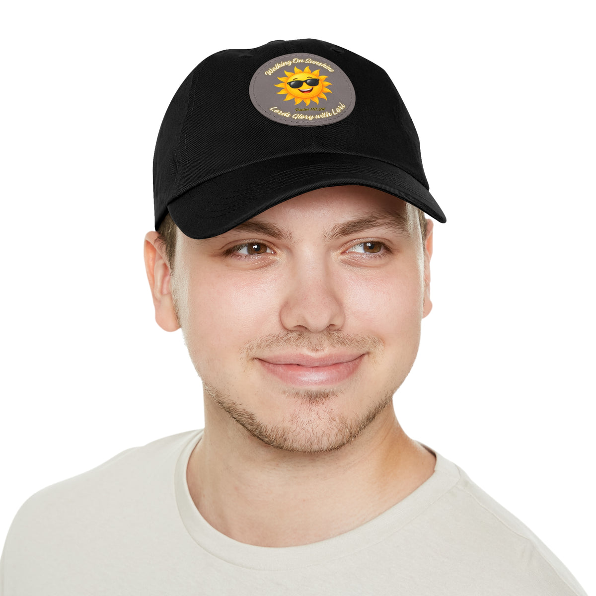 Sunshine Smiles Dad Hat — Round Leather Patch ‘Always Brighter’