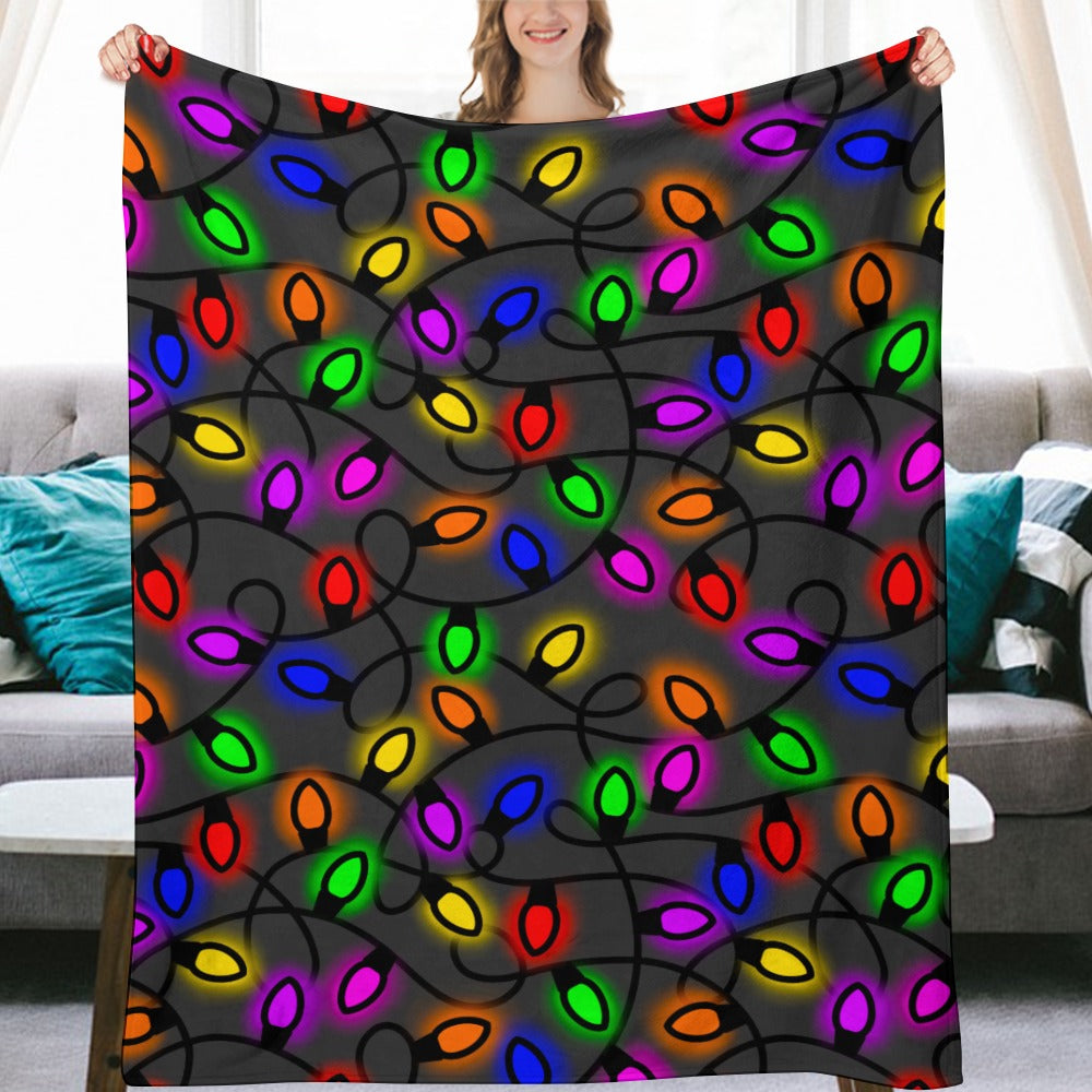 Christmas Lights Ultra-Soft Flannel Blanket Multiple Sizes This One 60" x 80 - Made in the USA