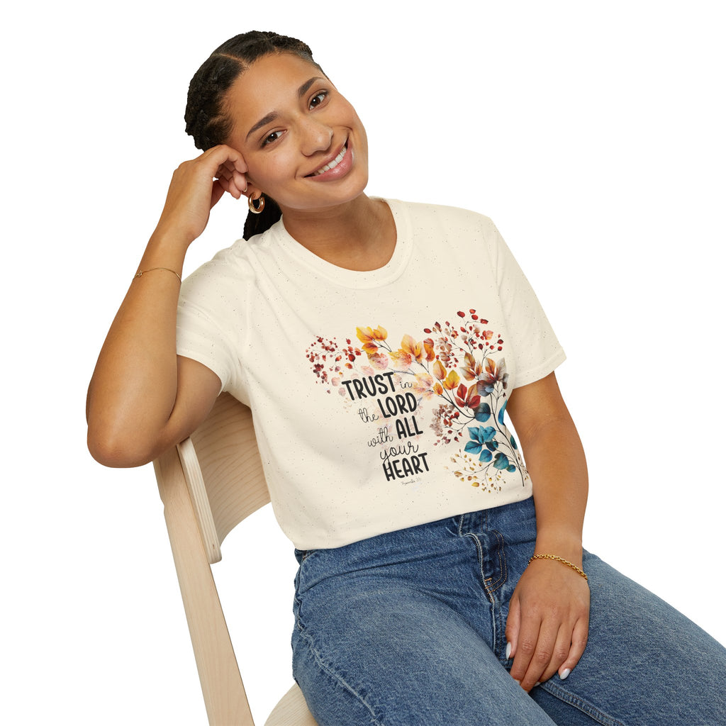 Trust the Lord with All Your Heart T-Shirt | Floral Scripture Design
