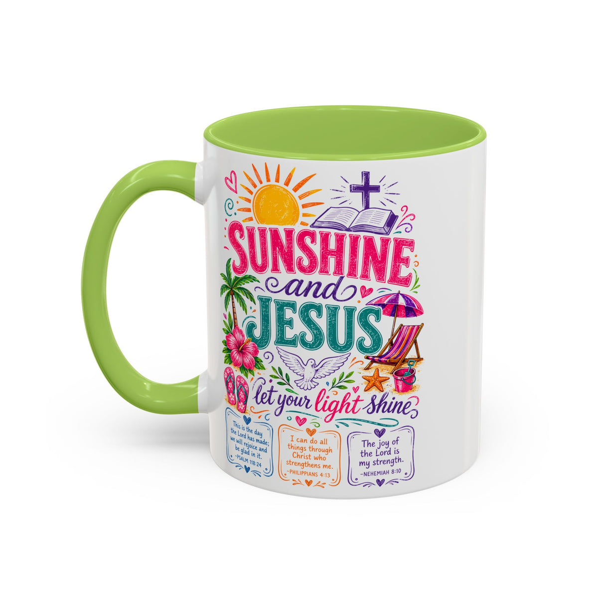 Sunshine and Jesus Coffee Mug — Faith-Inspired Beach Vibe Accent Mug (11/15oz)
