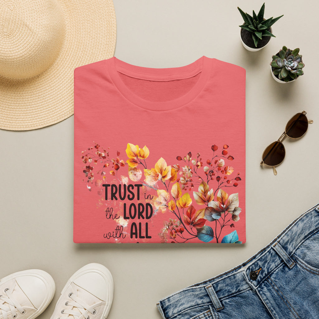 Trust the Lord with All Your Heart T-Shirt | Floral Scripture Design