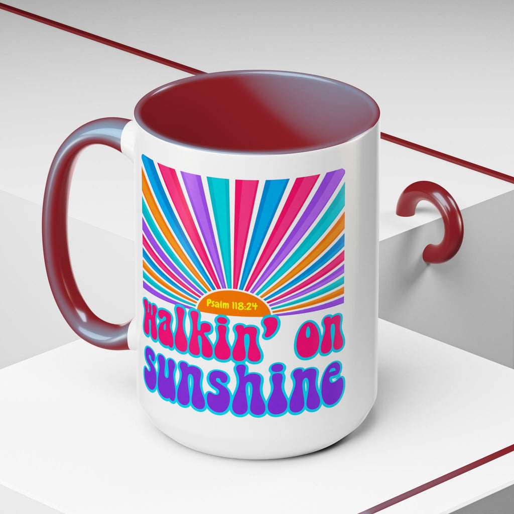 Coffee Mug — "Walkin' on Sunshine" Retro Psalm 118:24 Accent Mug