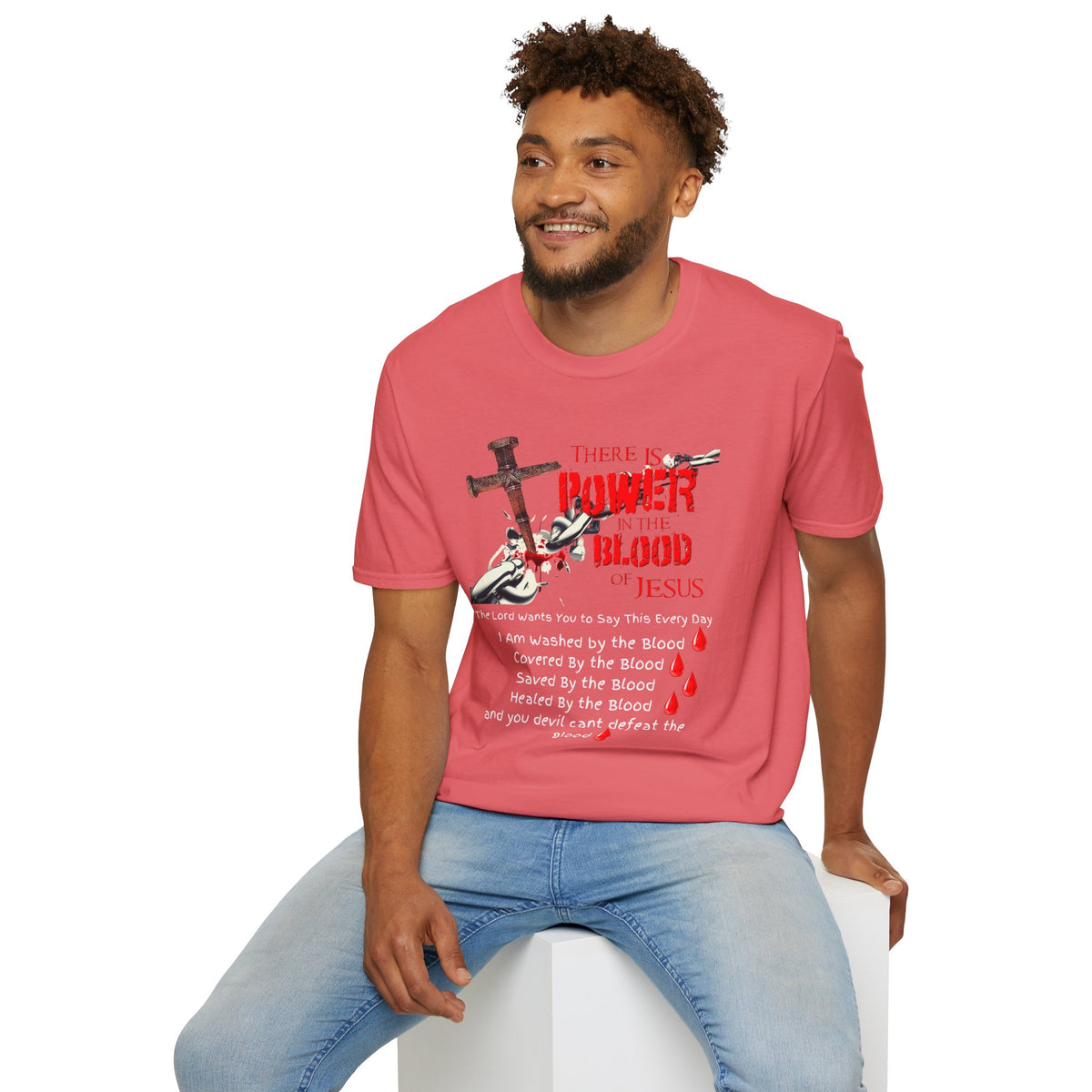There's Power in the Blood of Jesus T-Shirt — Christian Cross Faith Shirt (Washed by the Blood)