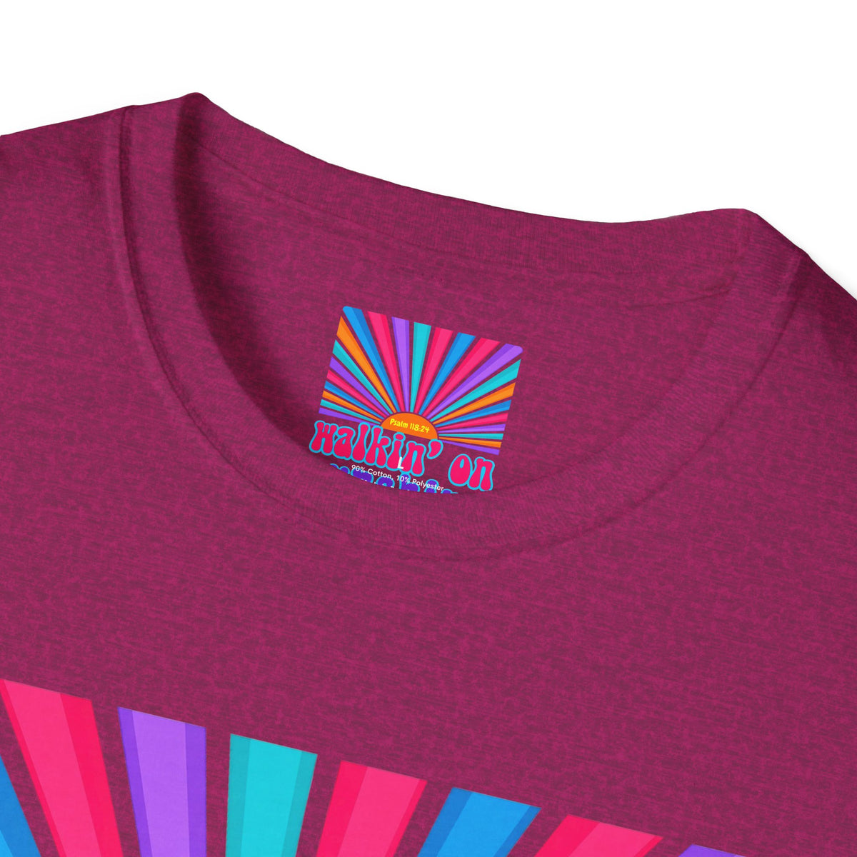 Walkin' On Sunshine Lords Glory with Lori Psalm 118:24 Retro T-Shirt — 70s Rainbow Sun Graphic Tee