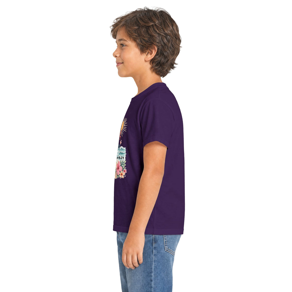 Kids Tee — "Walking in Sunshine" Floral Palm Beach Christian T‑Shirt (Psalm 118:24)