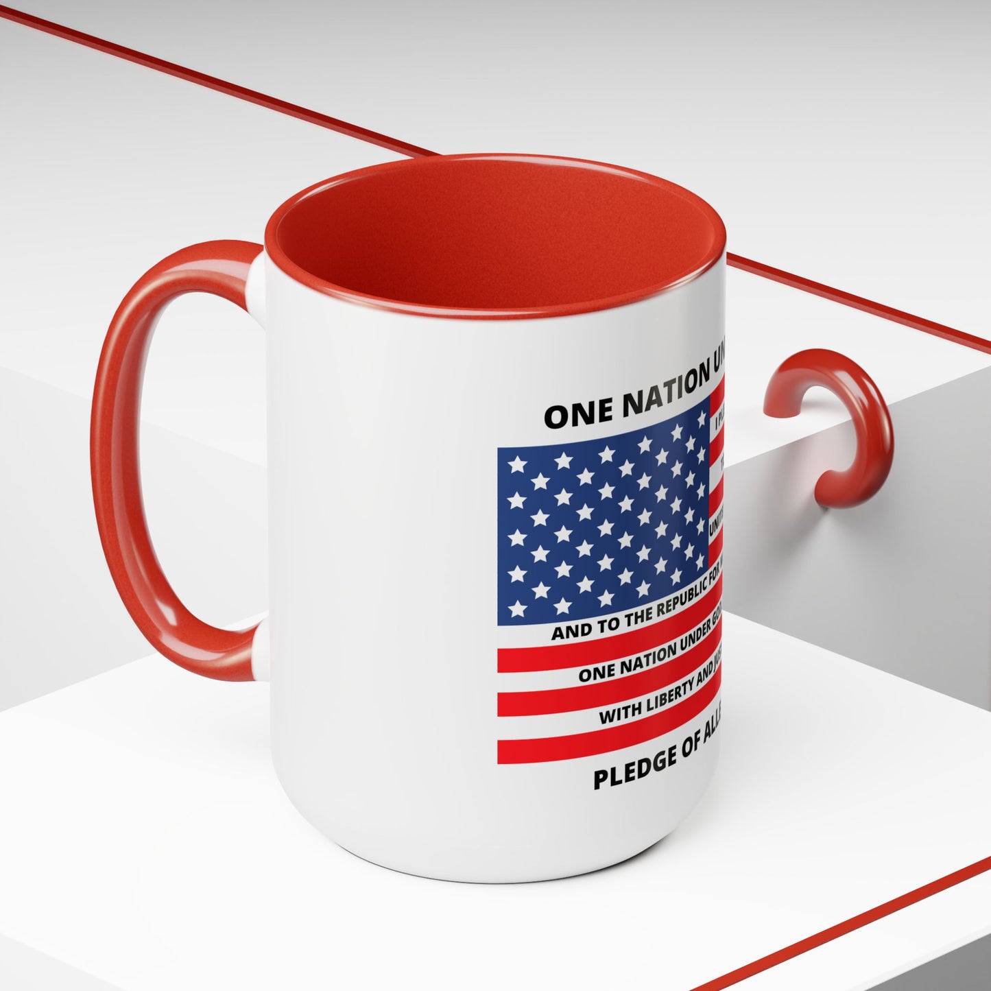 Pledge of Allegiance One Nation under GOD! Two-Tone Coffee Mugs, 15oz