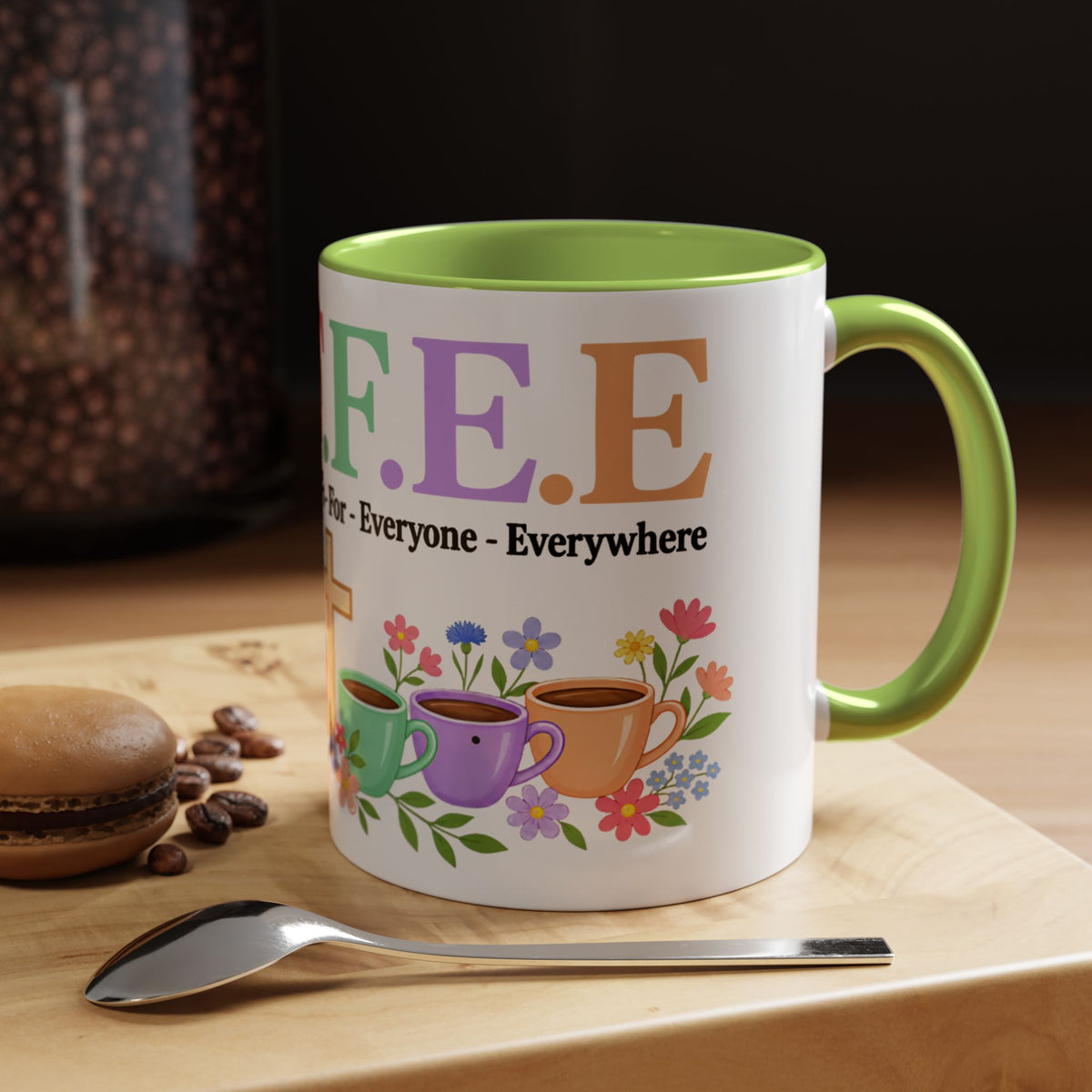 Coffee Lover Floral Graphic - C.o.f.f.e.e. (Christ - Offers - Forgiveness - For Everyone - Everywhere)  Accent Coffee Mug (11, 15oz)